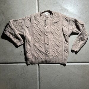Vintage Gap Cable Knit Sweater Mens S Beige Oatmeal Shetland Wool Pullover 90s